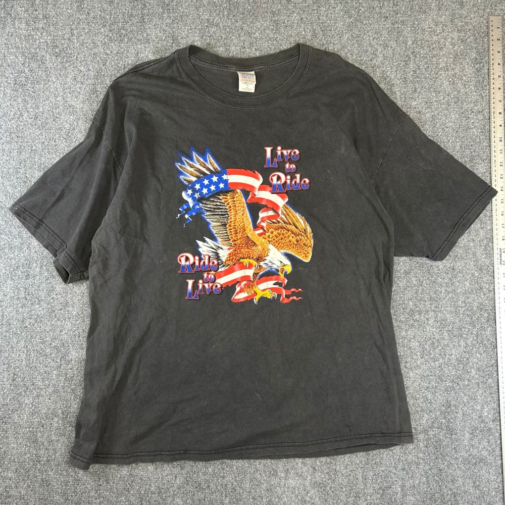 Vintage Pig Iron Motorcycle Performance Eagle T-Shirt XXL Black Live to Ride USA